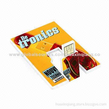 Credit Card USB Flash Drive, 128MB-64GB Capacity, CE, RoHS and FCC Marks